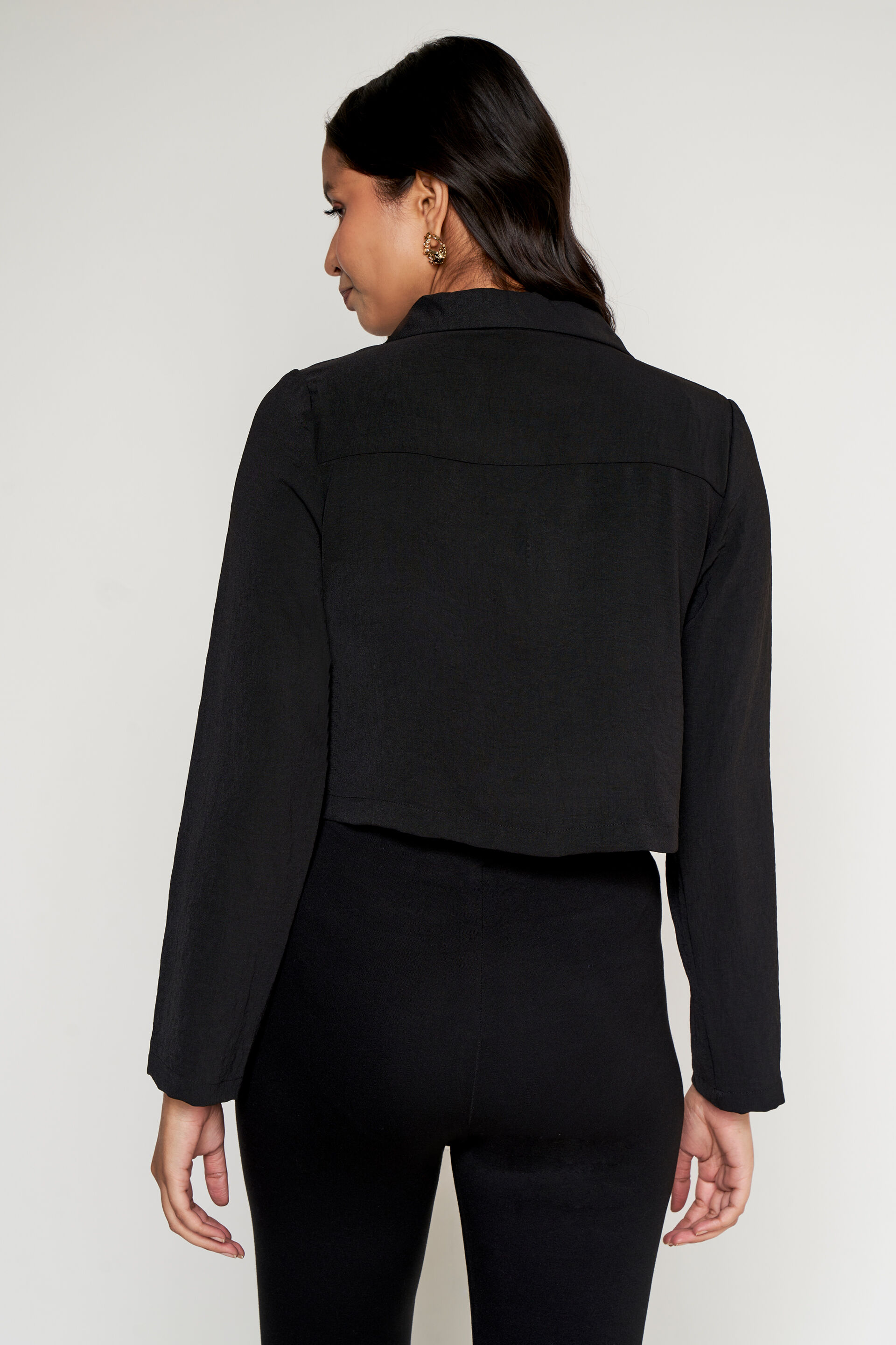 Black Solid Straight Jacket, Black, image 4